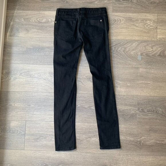 Forever 21 Black Skinny Jeans Distressed Mid rise Stretch denim Size 26 - Picture 12 of 14